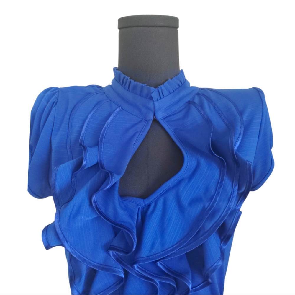 HeartSoul Blue Ruffle Keyhole Blouse - Picture 3 of 4